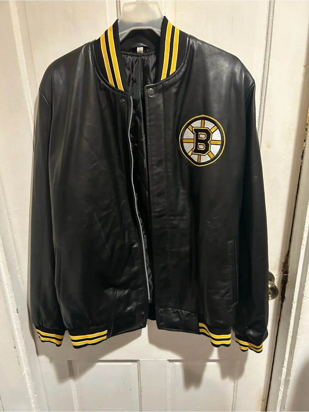 Boston Bruins Black & Yellow Leather Bomber Jacket